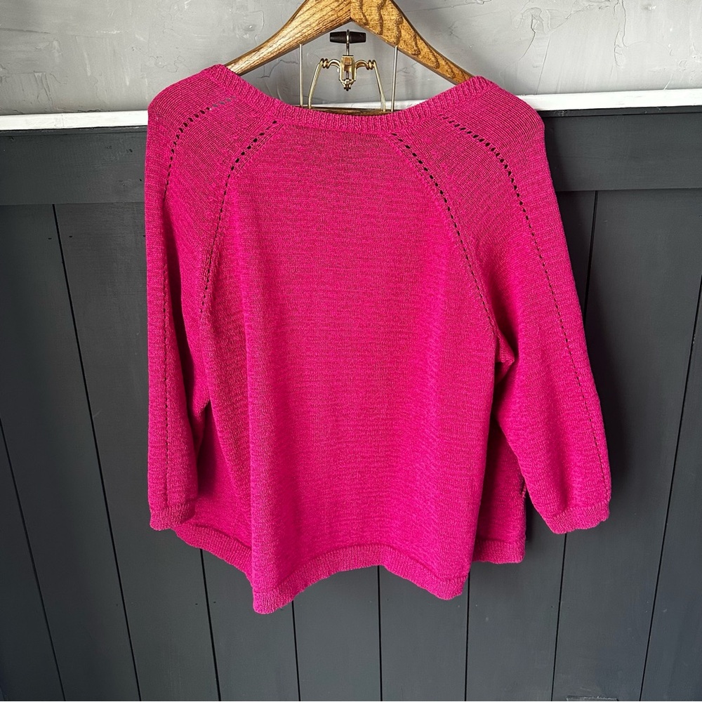 Coldwater Creek‎ Womens 2X 20-22 Deep Pink Open Front Knit Cardigan Sweater - Picture 7 of 11